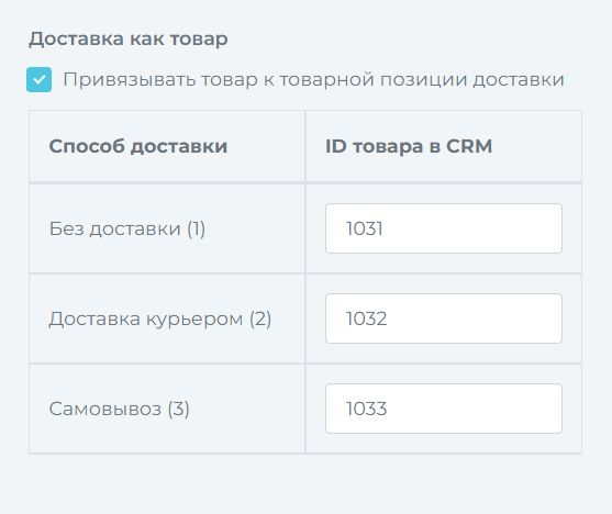 Настройка доставки как товара
